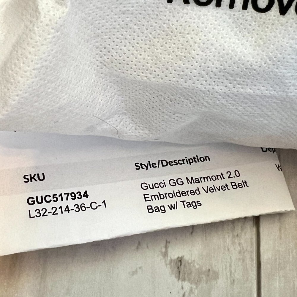 Gucci GG Marmont Authentic Monogram Floral Embroidered Teal Chevron Belt Bag NEW - Picture 15 of 15